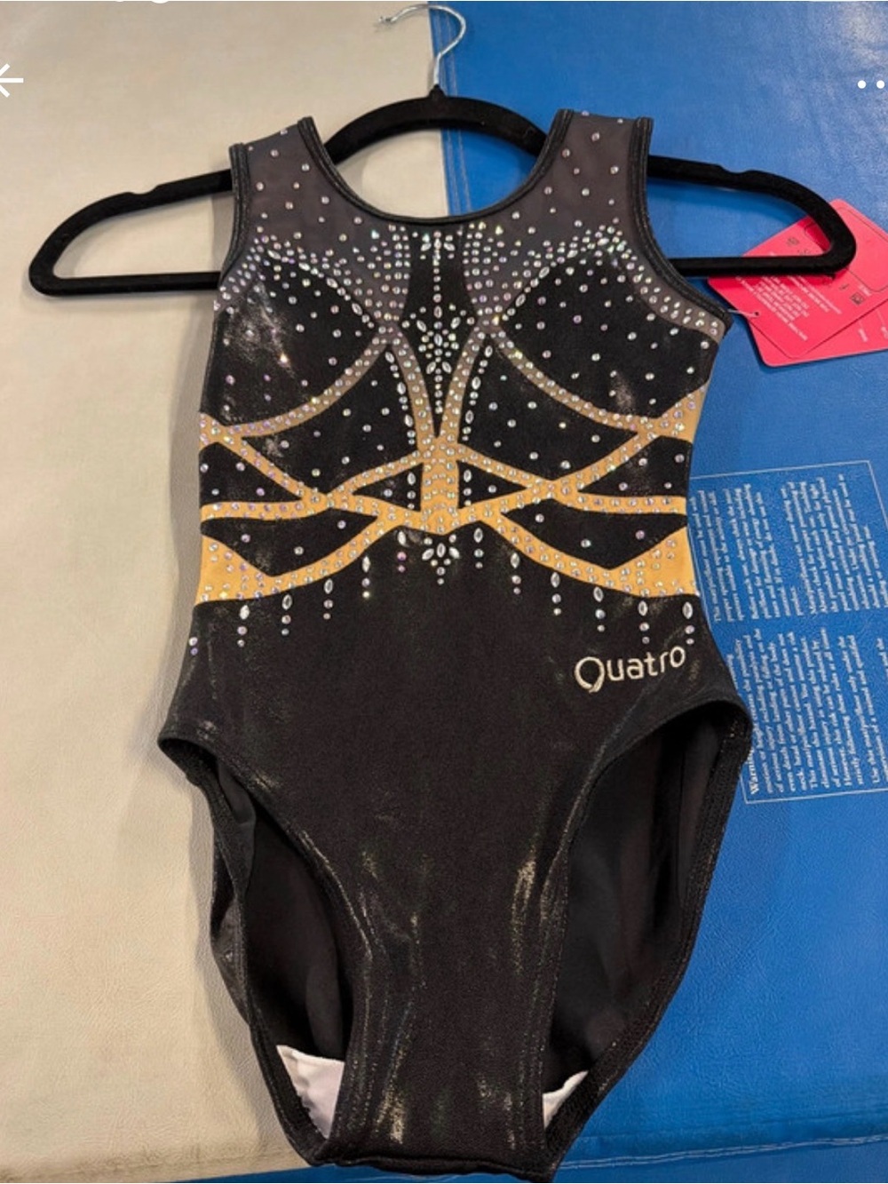 Girls' Black and Gold Sparkle Gymnastics Leotard